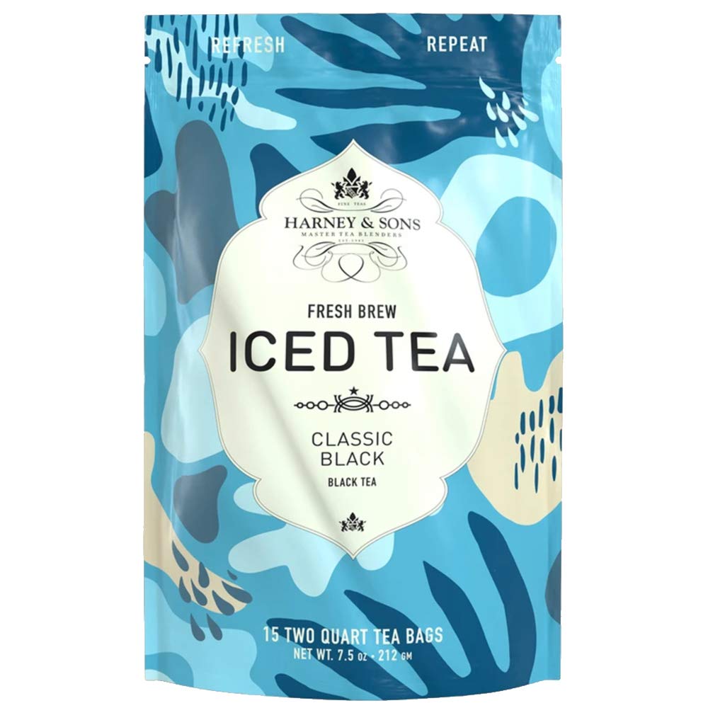 Harney & Sons Organic Black Fresh Brew Iced Tea | 15-Count Pouches, Brews Up to 30 Quarts