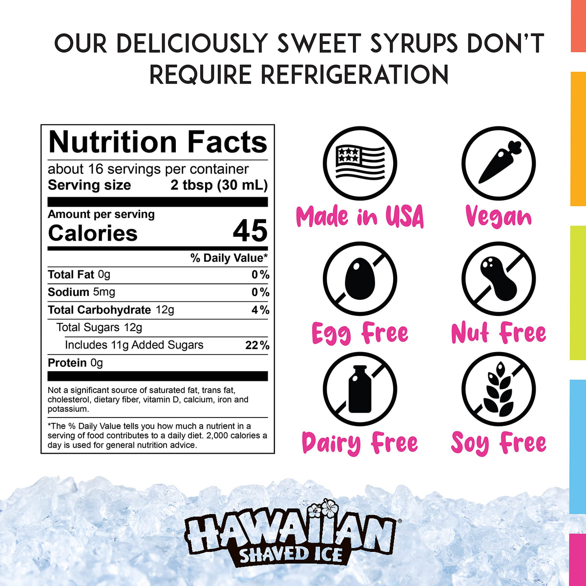 Hawaiian Shaved Ice Syrup Assortment — 3 Flavors, 16oz Bottles, Cups, Straws & Pour Spouts