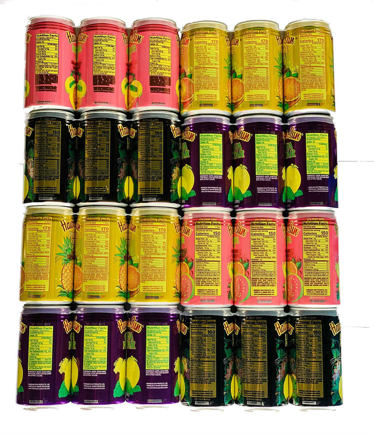 Hawaiian Sun 24 Pack Drink Sampler – Pass-O-Guava, Pineapple-Orange, Lilikoi, Guava
