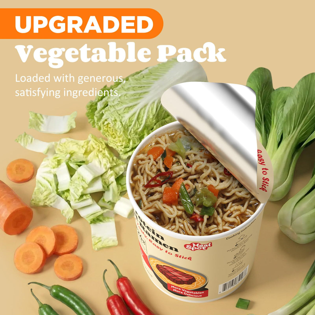 HealSpot High Protein Instant Ramen (Golden-Chicken) — 32g Plant-Based Protein, Non-Fried, Low Carb, Keto & Vegan Friendly