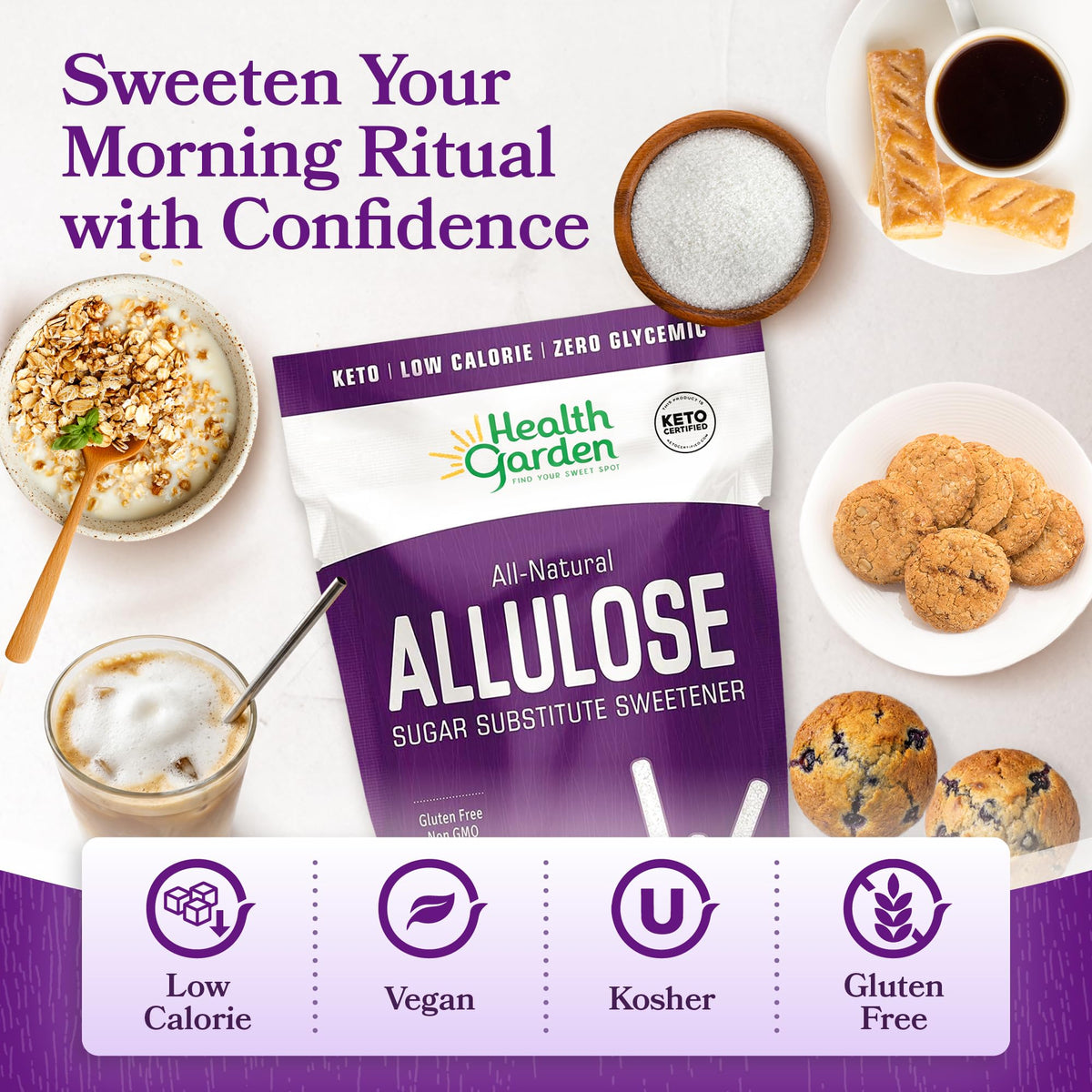 Health Garden Allulose Sweetener 76oz Bag – Zero Calorie Sugar Substitute for Baking & Coffee