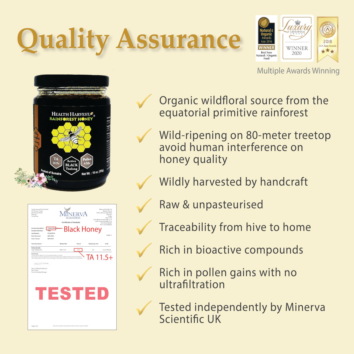 Health Harvest Tualang Black Honey 10oz – Raw, Unpasteurized, Unfiltered