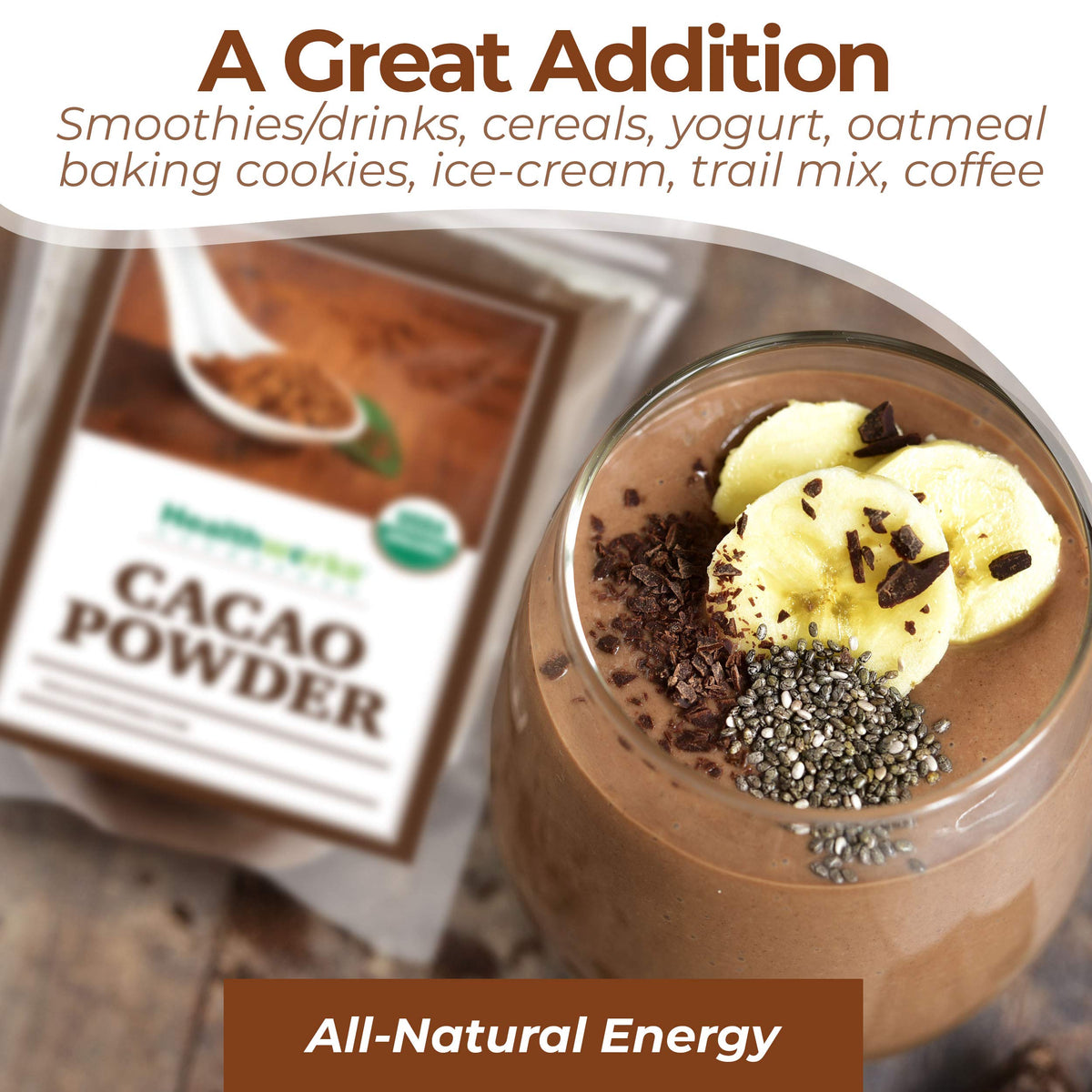 Healthworks Organic Cacao Powder – 32 oz, Peruvian Origin, Sugar-Free, Keto & Vegan