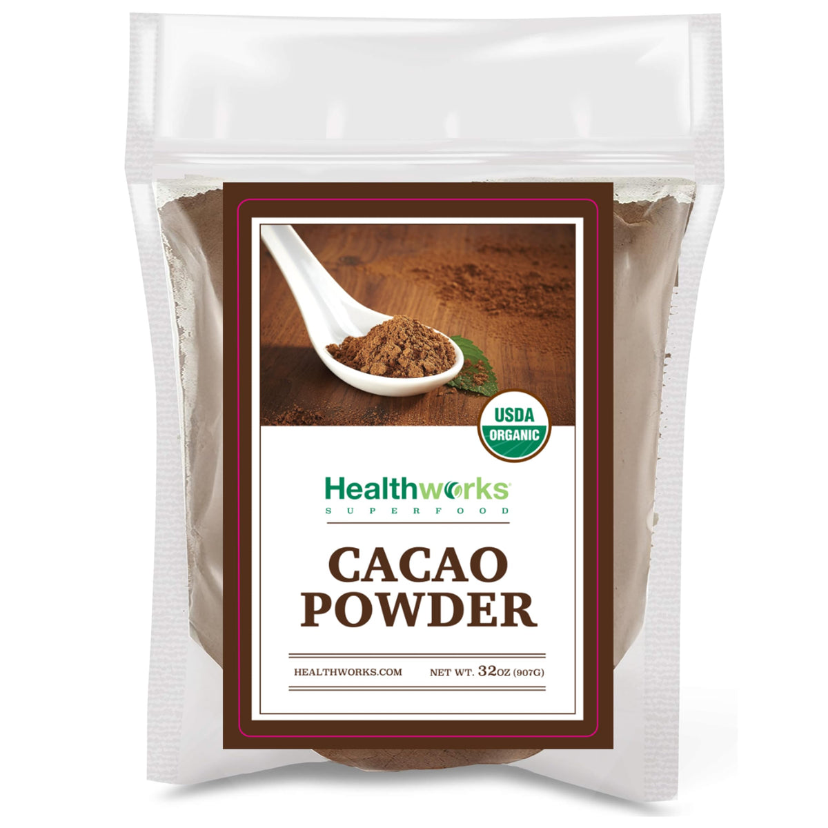 Healthworks Organic Cacao Powder – 32 oz, Peruvian Origin, Sugar-Free, Keto & Vegan
