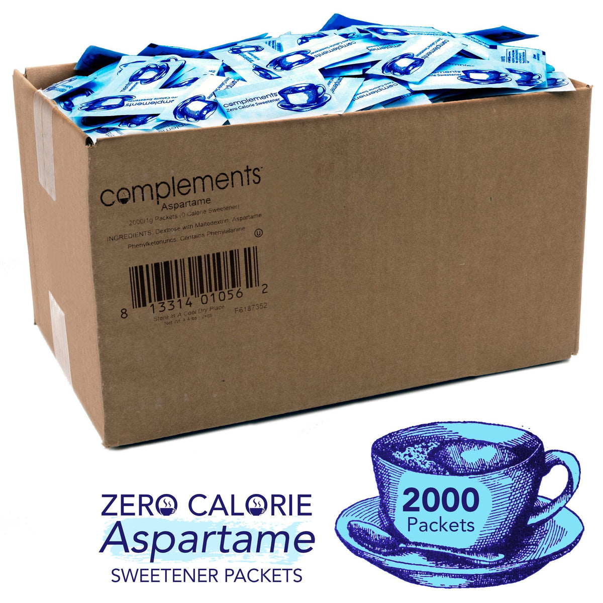 HEARTLAND Complements Zero Calorie Blue Sweetener Packets – 2000 Count