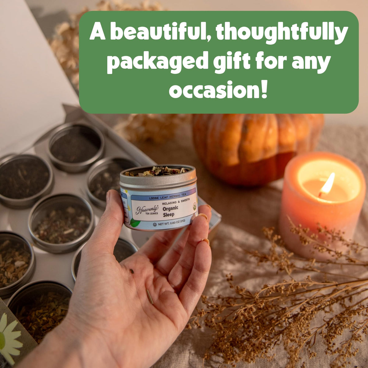 Heavenly Tea Leaves Organic Herbal Tea Sampler – 9 Flavors, Caffeine Free