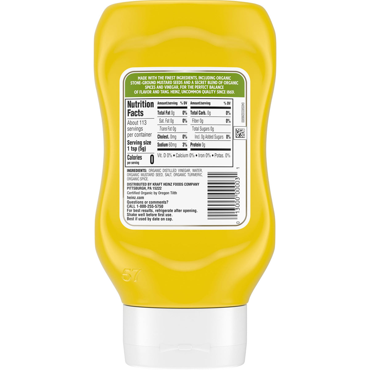 HEINZ Organic Yellow Mustard - 6 x 20 oz Bottles | Gluten-Free, 0 Calories per Serving