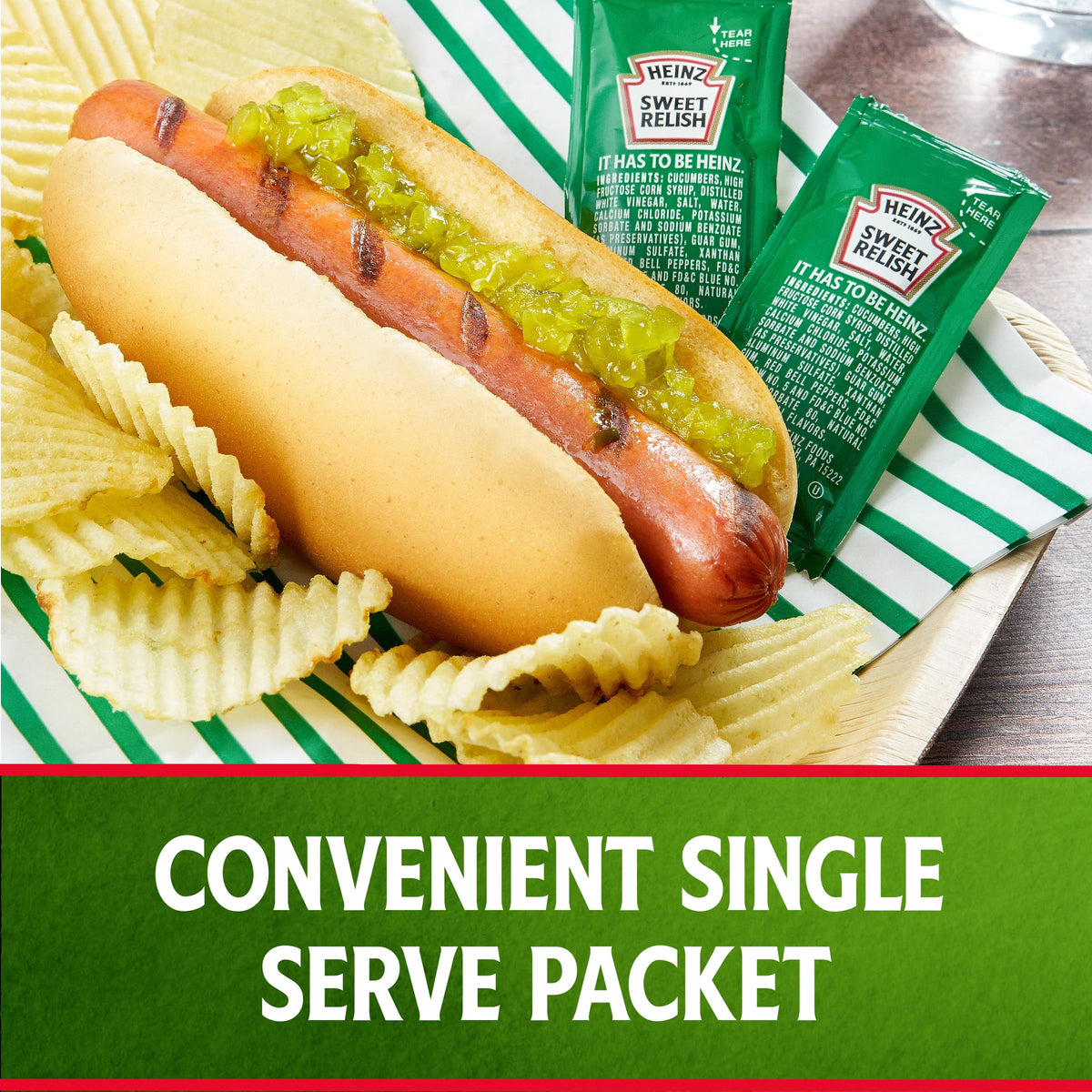 Heinz Sweet Relish – Single-Serve Packets, 0.3 oz (9 g), Pack of 200