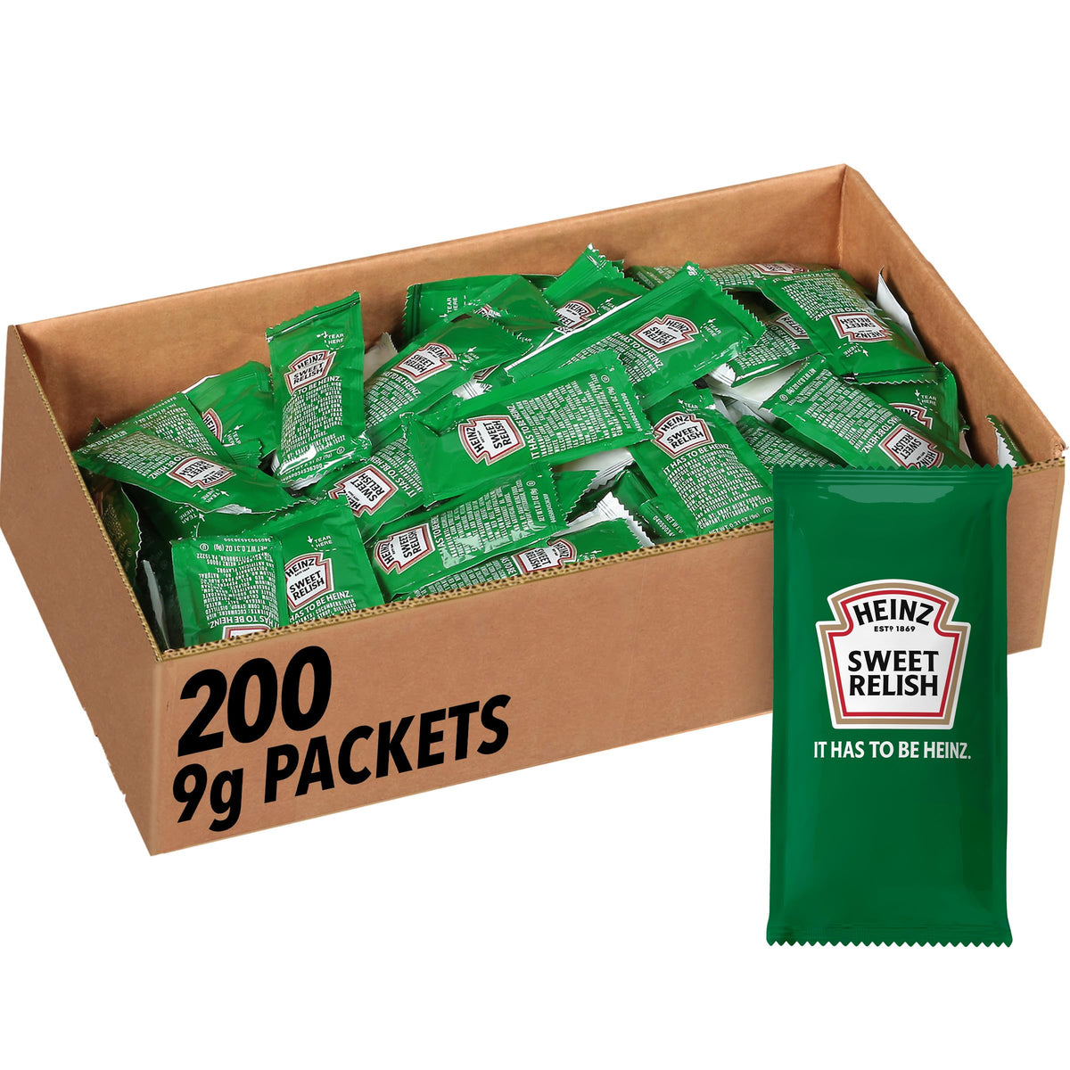 Heinz Sweet Relish – Single-Serve Packets, 0.3 oz (9 g), Pack of 200