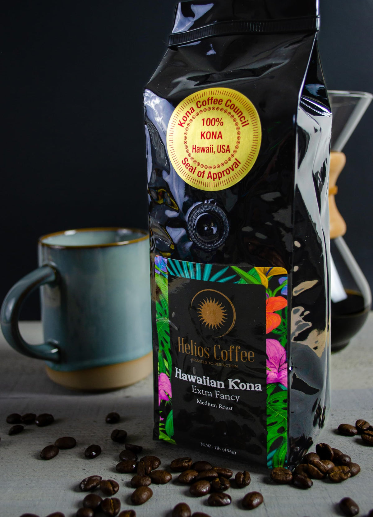 Helios Coffee – 100% Hawaiian Kona Coffee, Extra Fancy, Whole Bean, 1lb