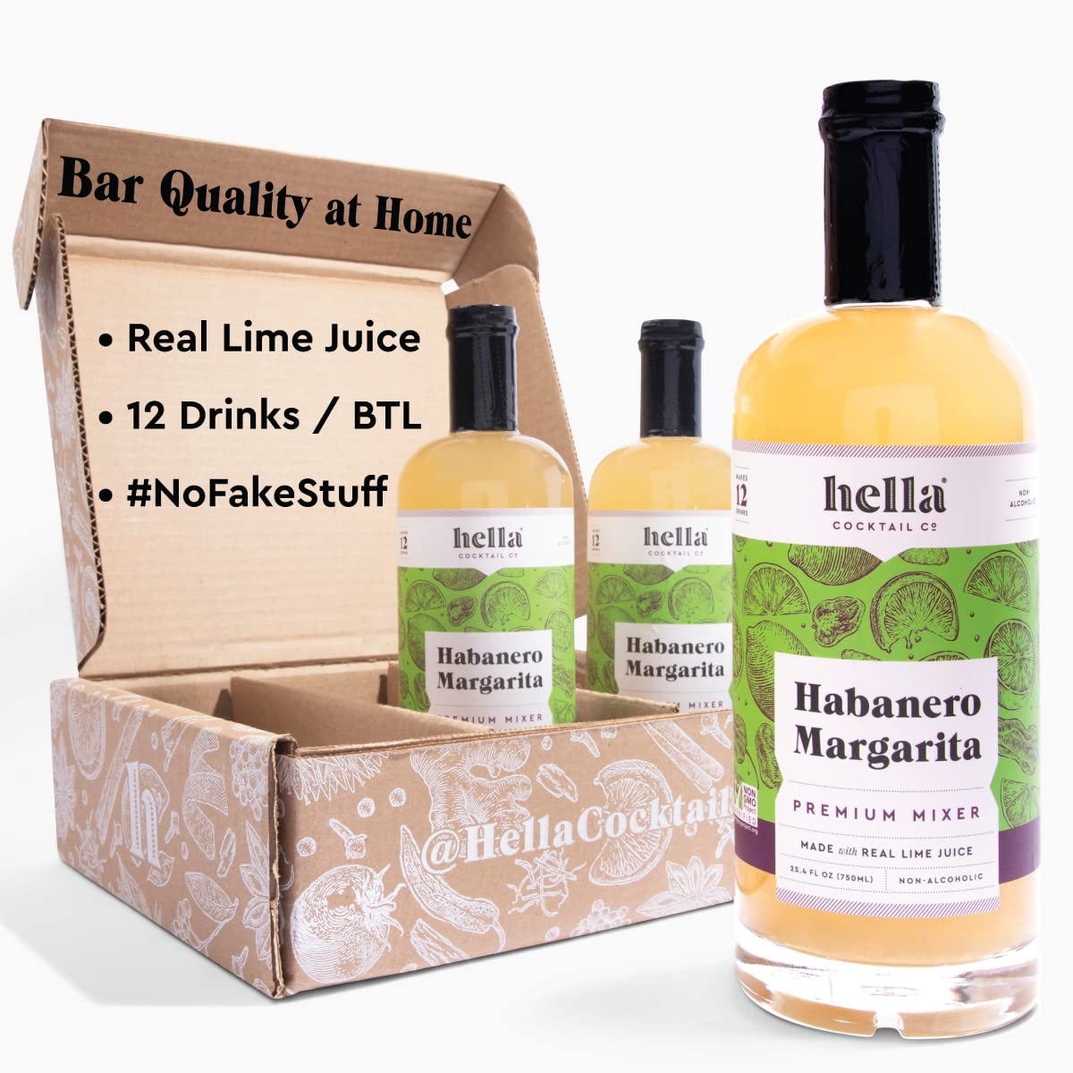 Hella Cocktail Co. Premium Habanero Margarita Mixer | Real Lime Juice & Habanero Pepper