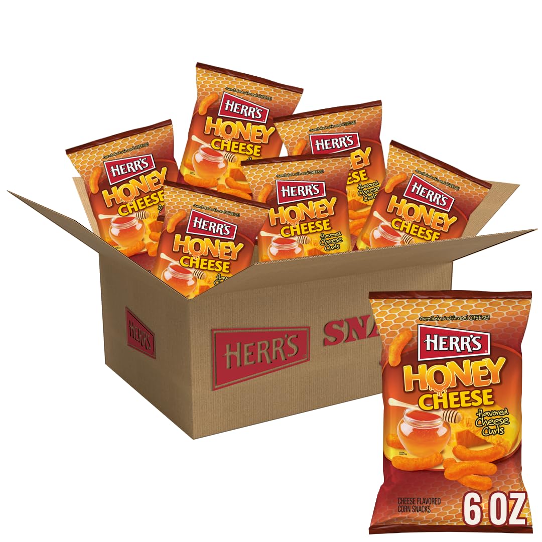 Herr’s Honey Cheese Curls – Gluten Free Snack, 6oz Bags (6 Pack)