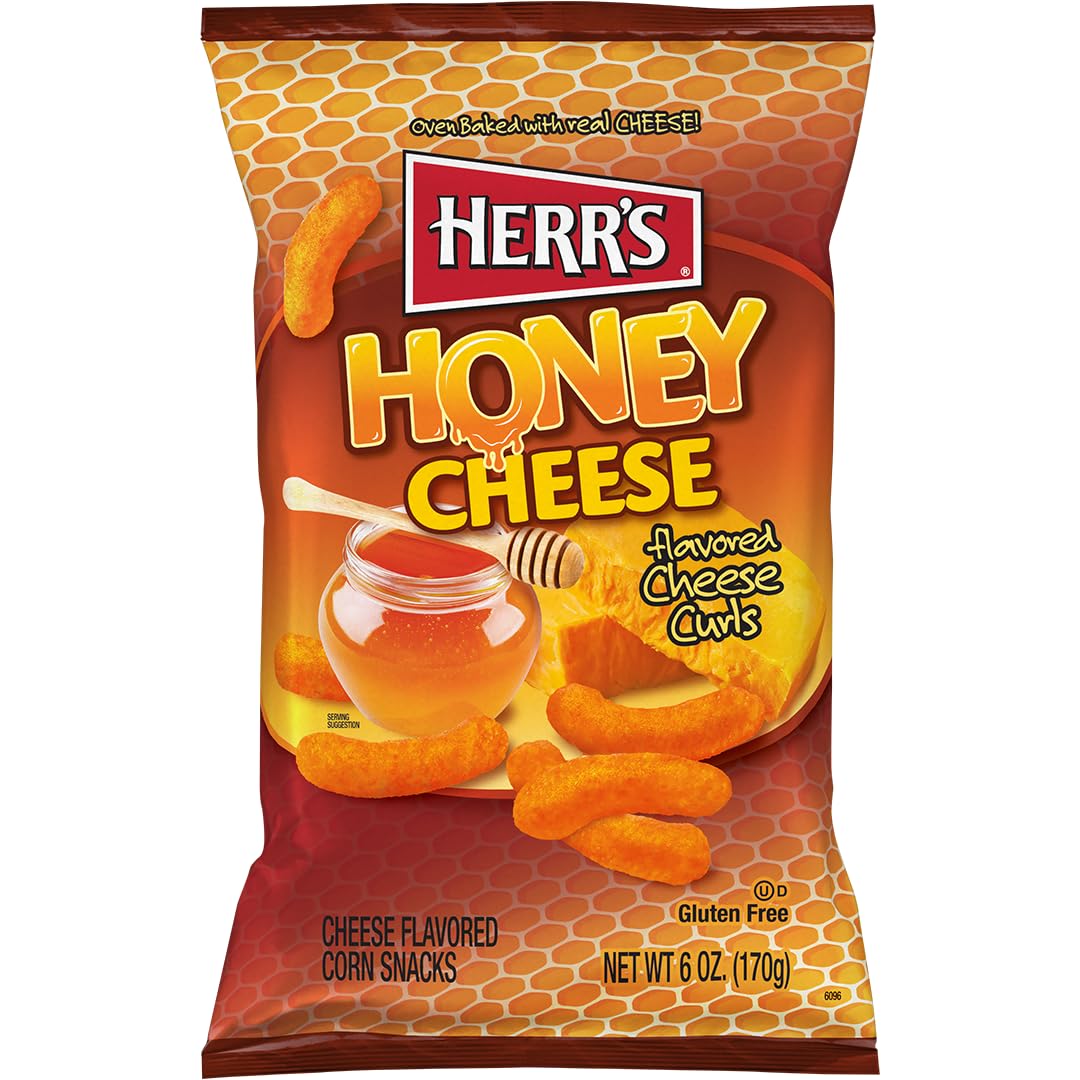 Herr’s Honey Cheese Curls – Gluten Free Snack, 6oz Bags (6 Pack)