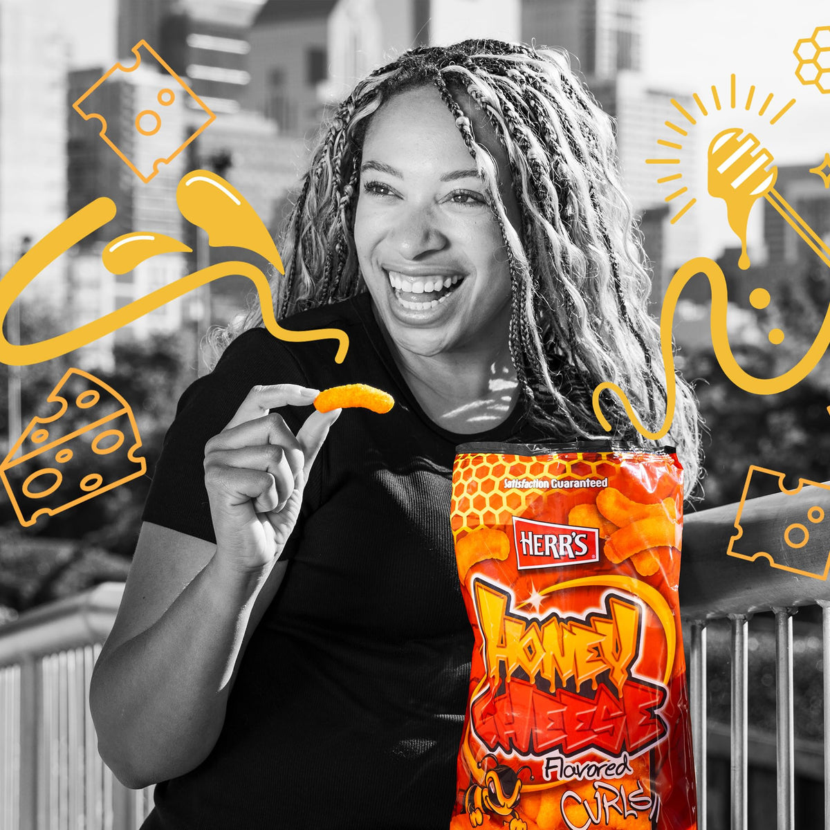 Herr’s Honey Cheese Curls – Gluten Free Snack, 6oz Bags (6 Pack)