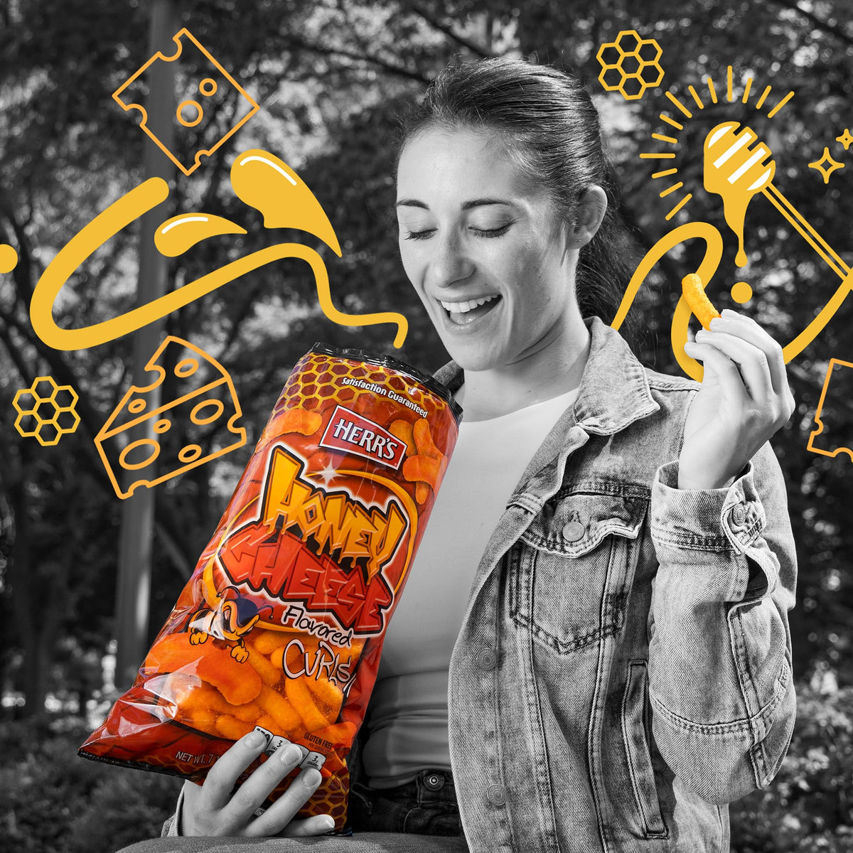 Herr’s Honey Cheese Curls – Gluten Free Snack, 6oz Bags (6 Pack)