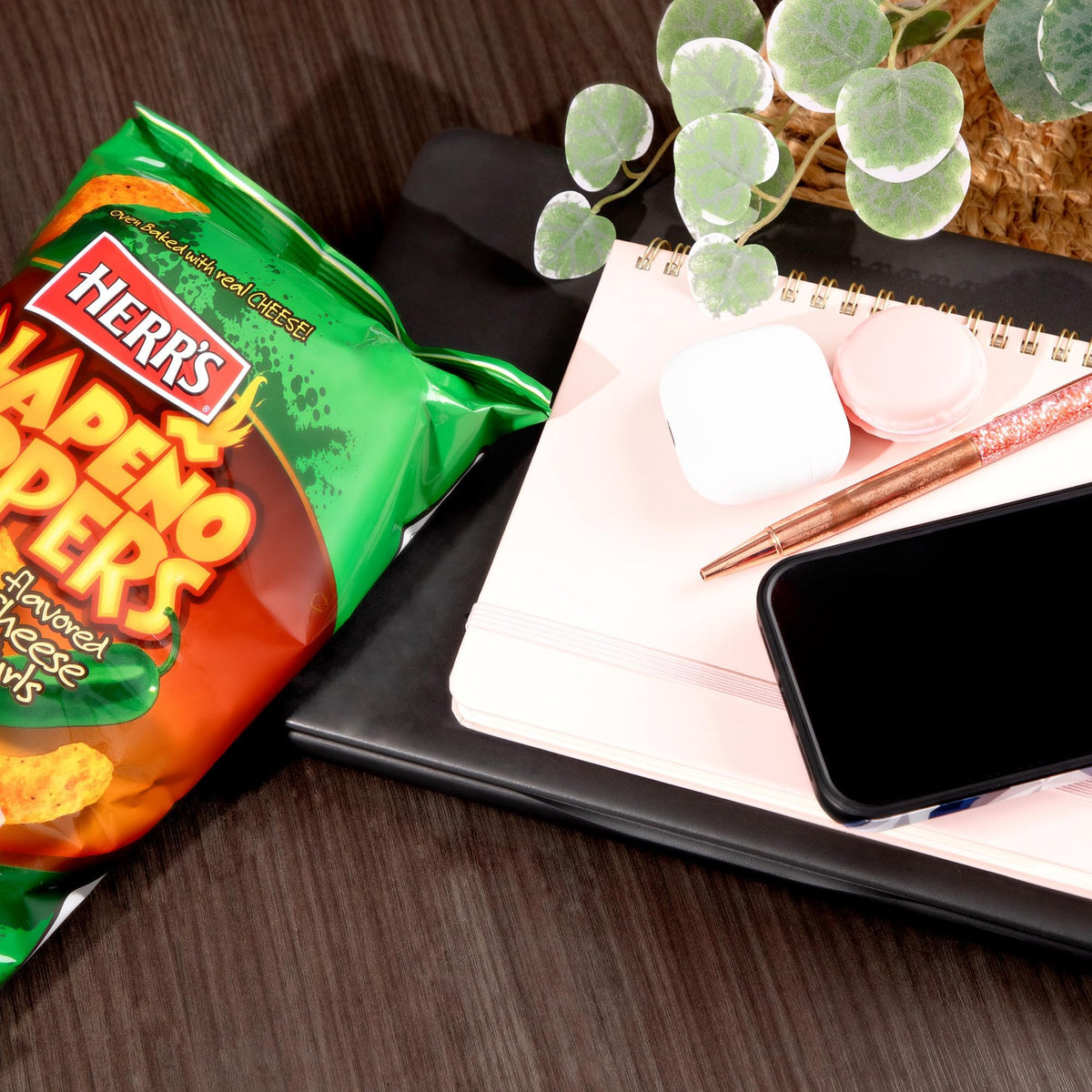Herr's Jalapeño Poppers Cheese Curls – Cheddar & Mild Heat, 1.23 oz, Pack of 24