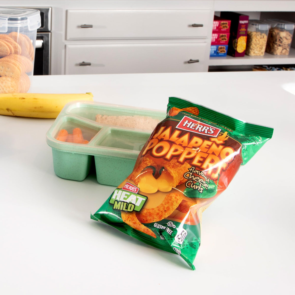 Herr's Jalapeño Poppers Cheese Curls – Cheddar & Mild Heat, 1.23 oz, Pack of 24