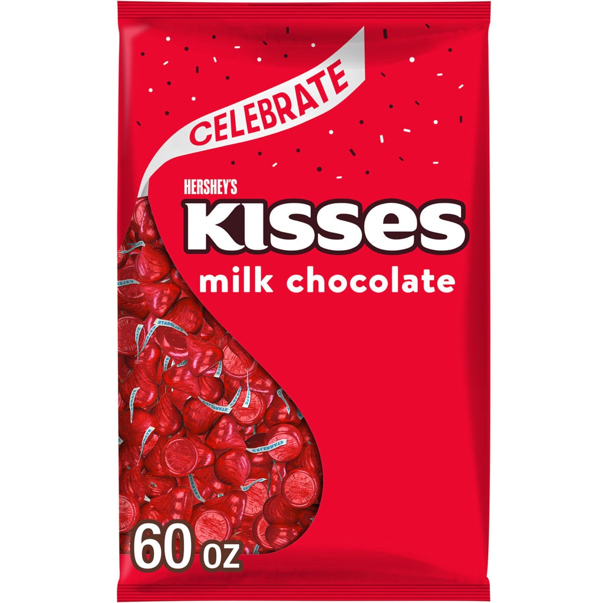 HERSHEY'S KISSES Milk Chocolate Candy Bulk Bag, 60 oz – Holiday Treats, Stocking Stuffers & Party Favors