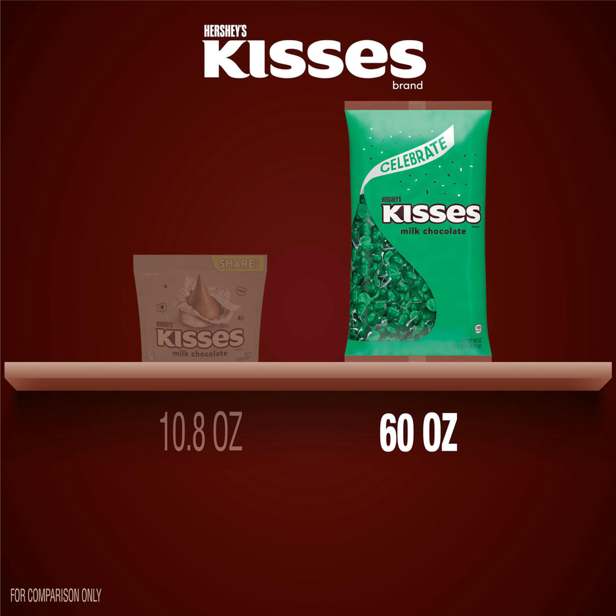 Hershey's KISSES Milk Chocolate Candy Bulk Bag, 60 oz – Green Foil Treats for Parties & Gifts