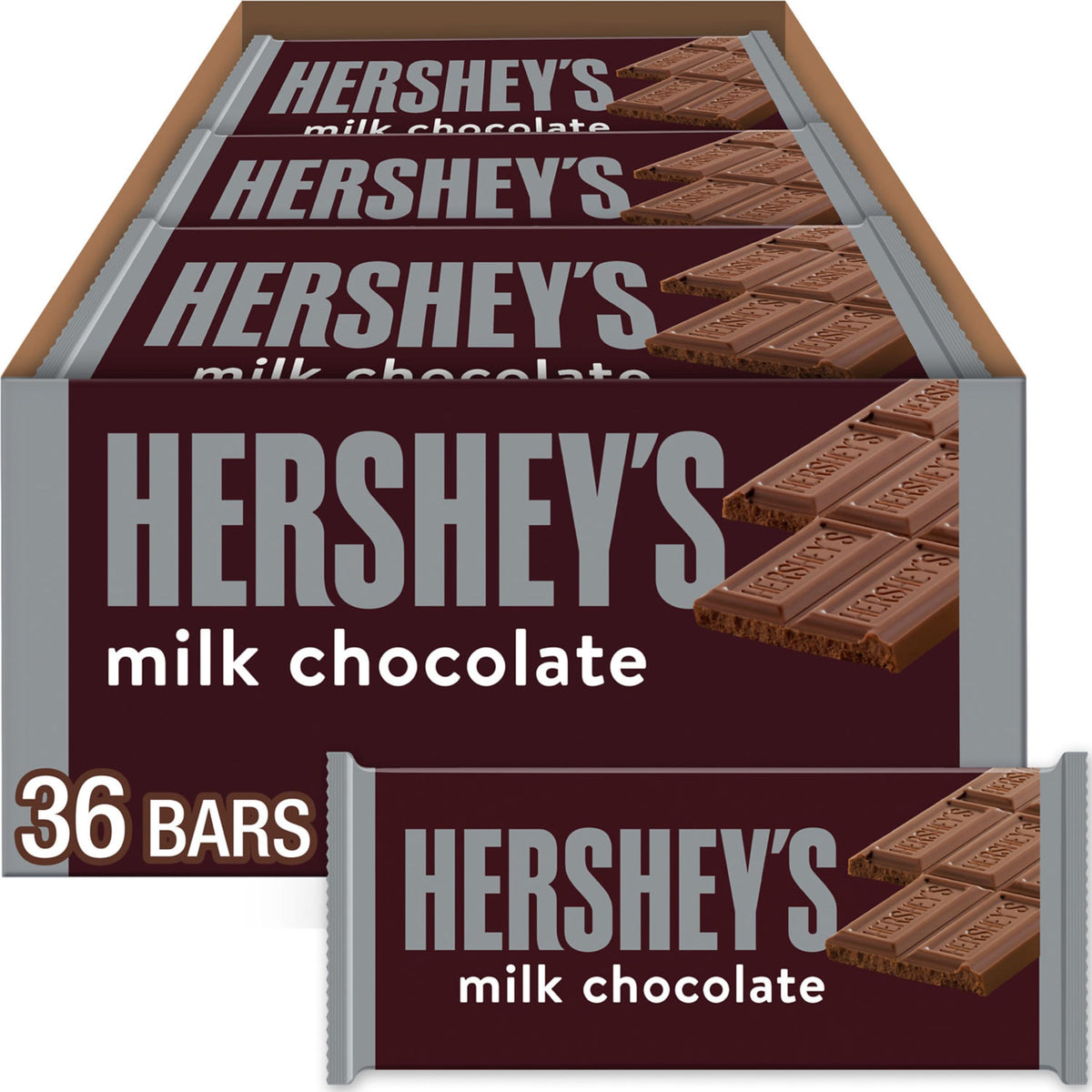 HERSHEY'S Milk Chocolate Bars – 1.55 oz, 36-Count Bulk Box