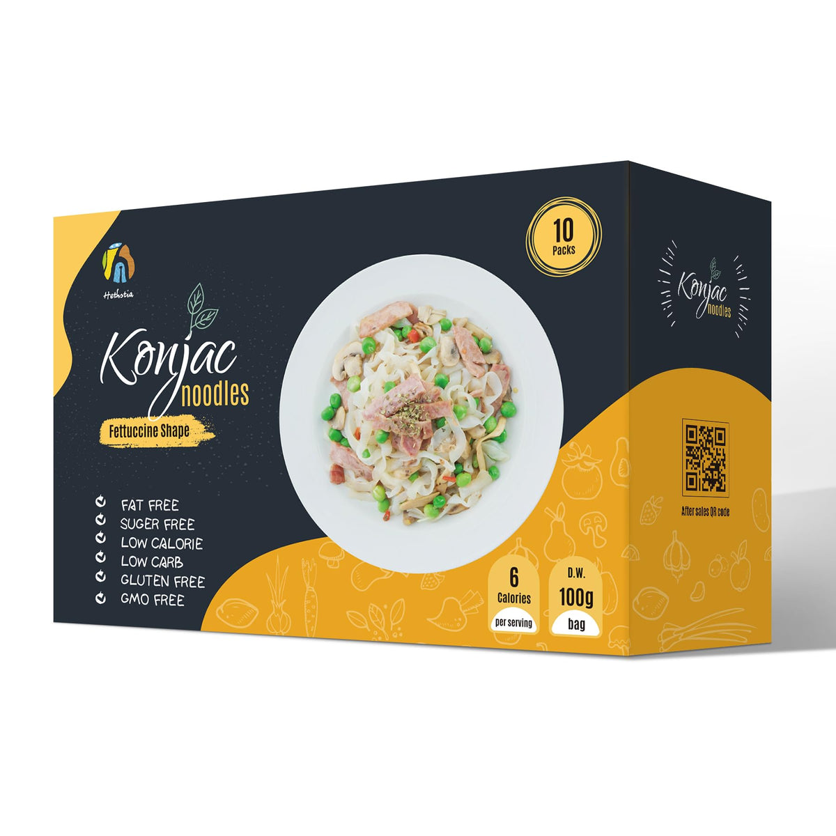 Hethstia Konjac Noodle – Low-Carb Fettuccine Shirataki Noodles, Gluten Free, Keto-Friendly, 10-Pack (5 oz each)