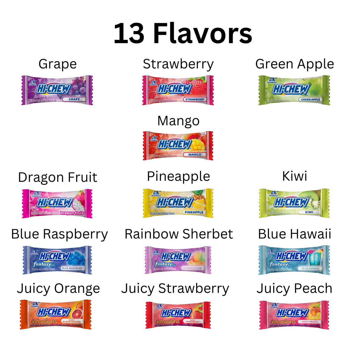 HI-CHEW Variety Mix Bulk Candy — 220+ Pieces, 4 Pouches, 13 Flavors