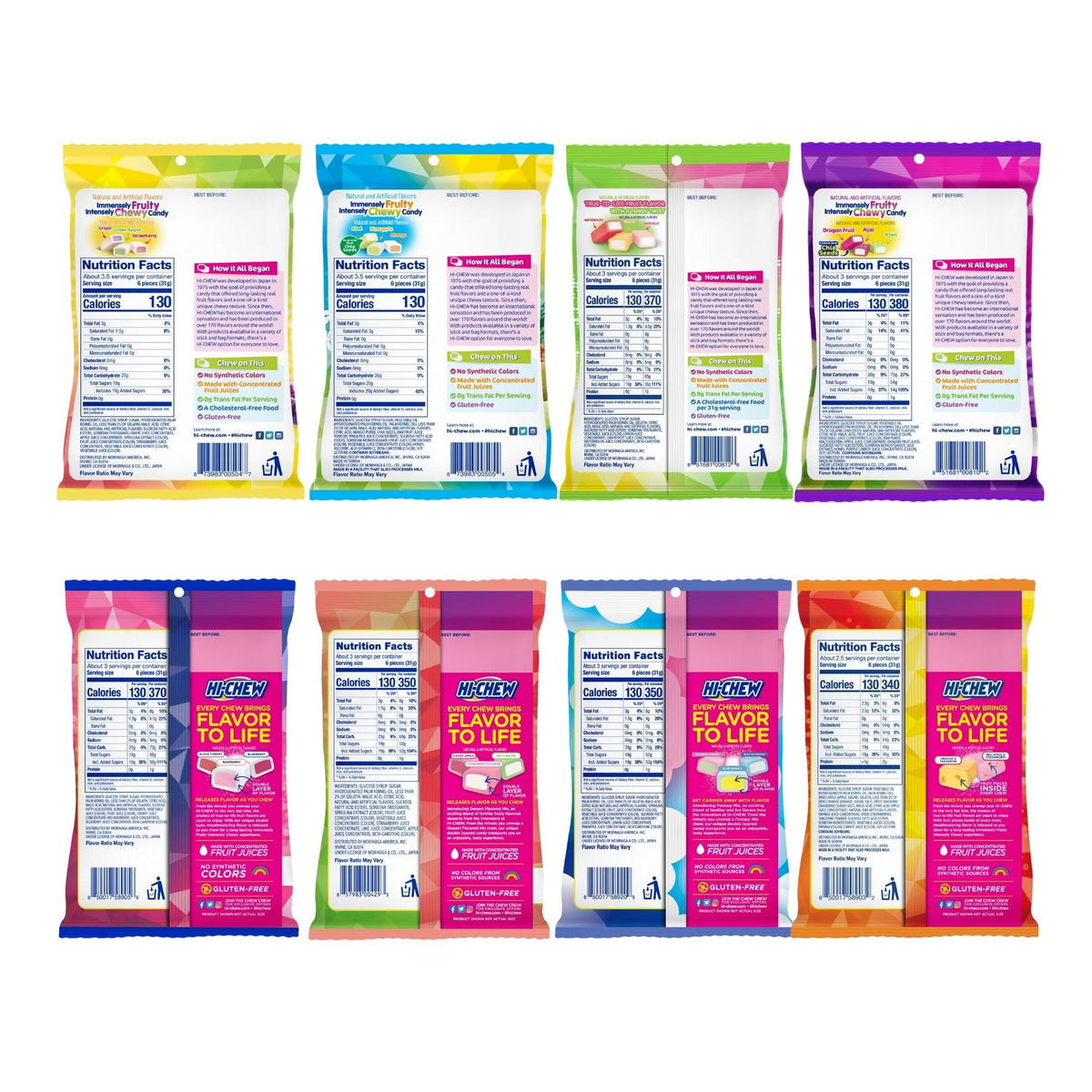 HI-CHEW Variety Mix: 22 Juicy Flavors in 8 Individually Wrapped Bags