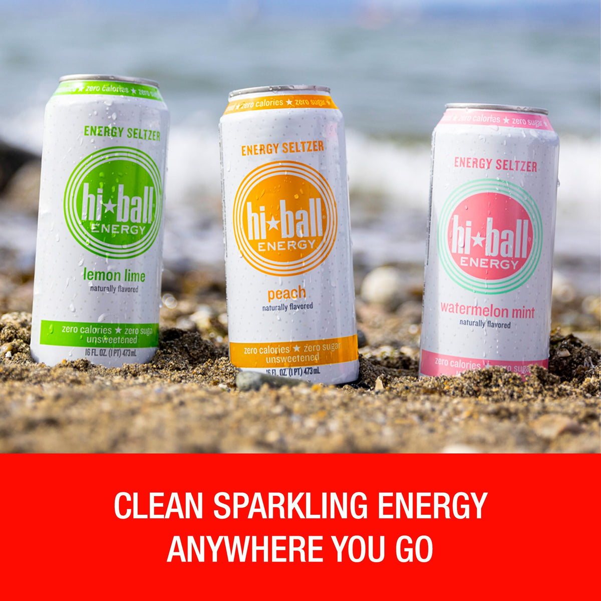 Hiball Energy Variety Pack - Zero Sugar, Zero Calorie Sparkling Water (8 x 16oz)