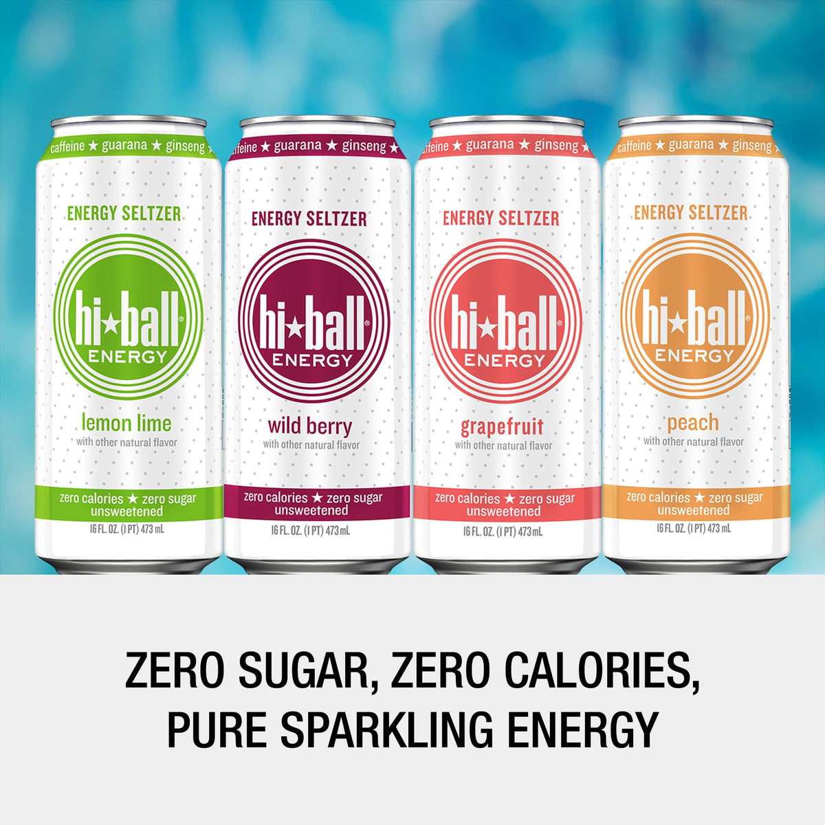Hiball Energy Variety Pack - Zero Sugar, Zero Calorie Sparkling Water (8 x 16oz)