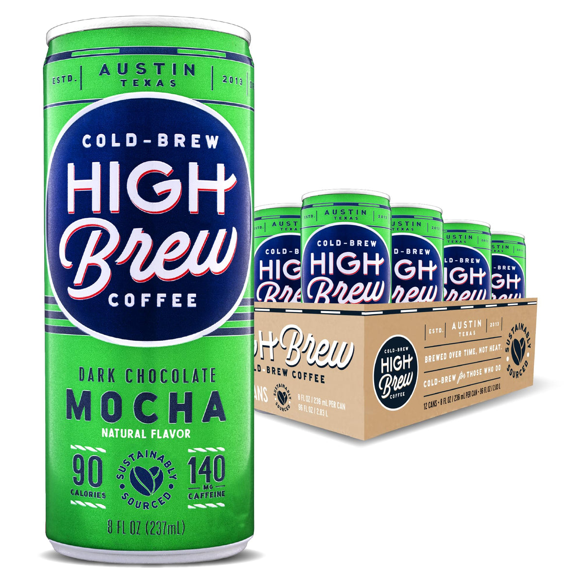 High Brew Coffee Cold Brew + Protein, Dark Chocolate Mocha, 8 oz Can, 12-Pack
