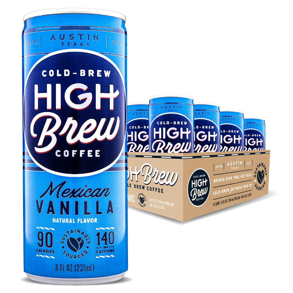 High Brew Coffee Mexican Vanilla Cold Brew Can – Ready-To-Drink 8 oz, Pack of 12