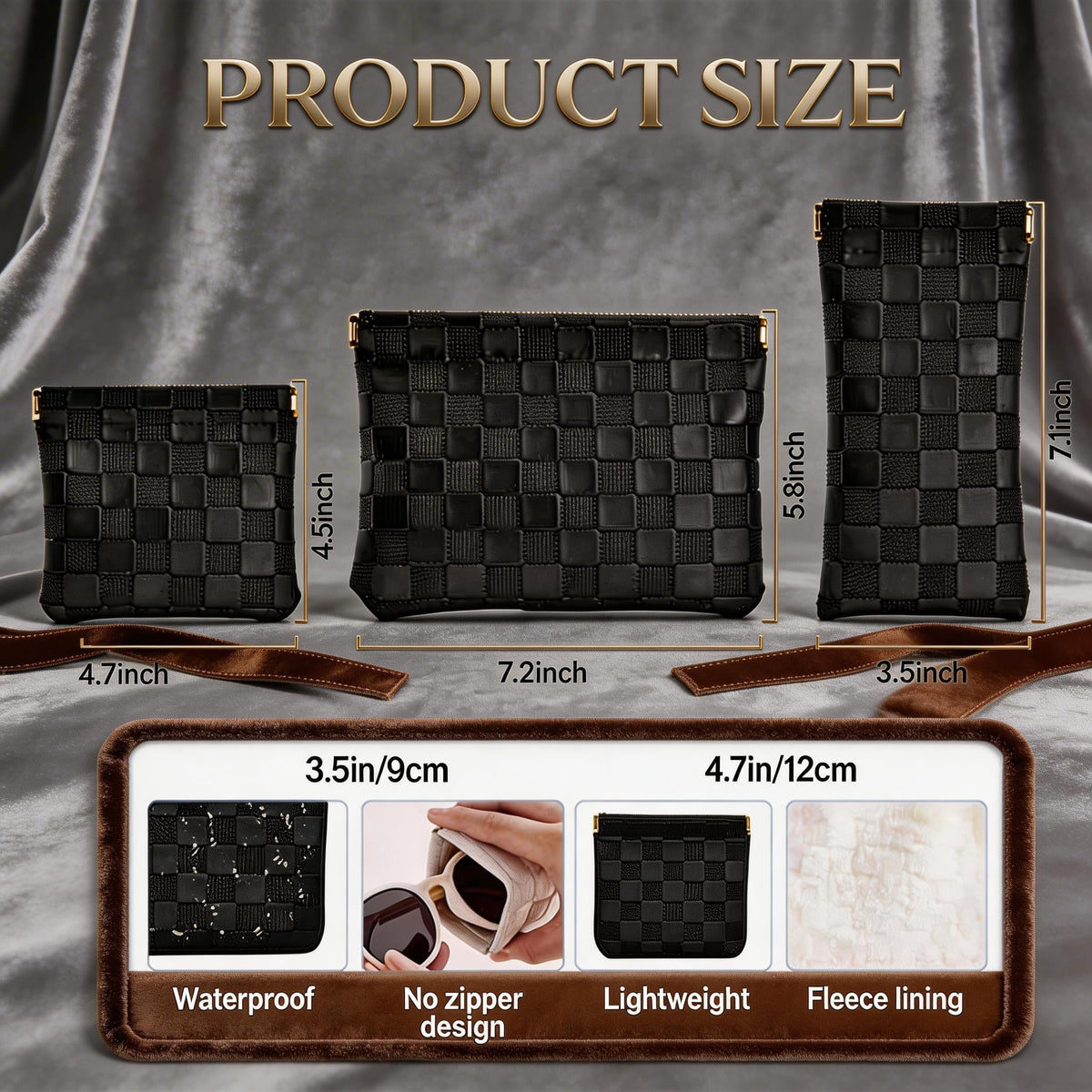 HJUHBDJ 6 Pc Small Makeup Bag for Purse, Black & Brown Coin Purse Organizer