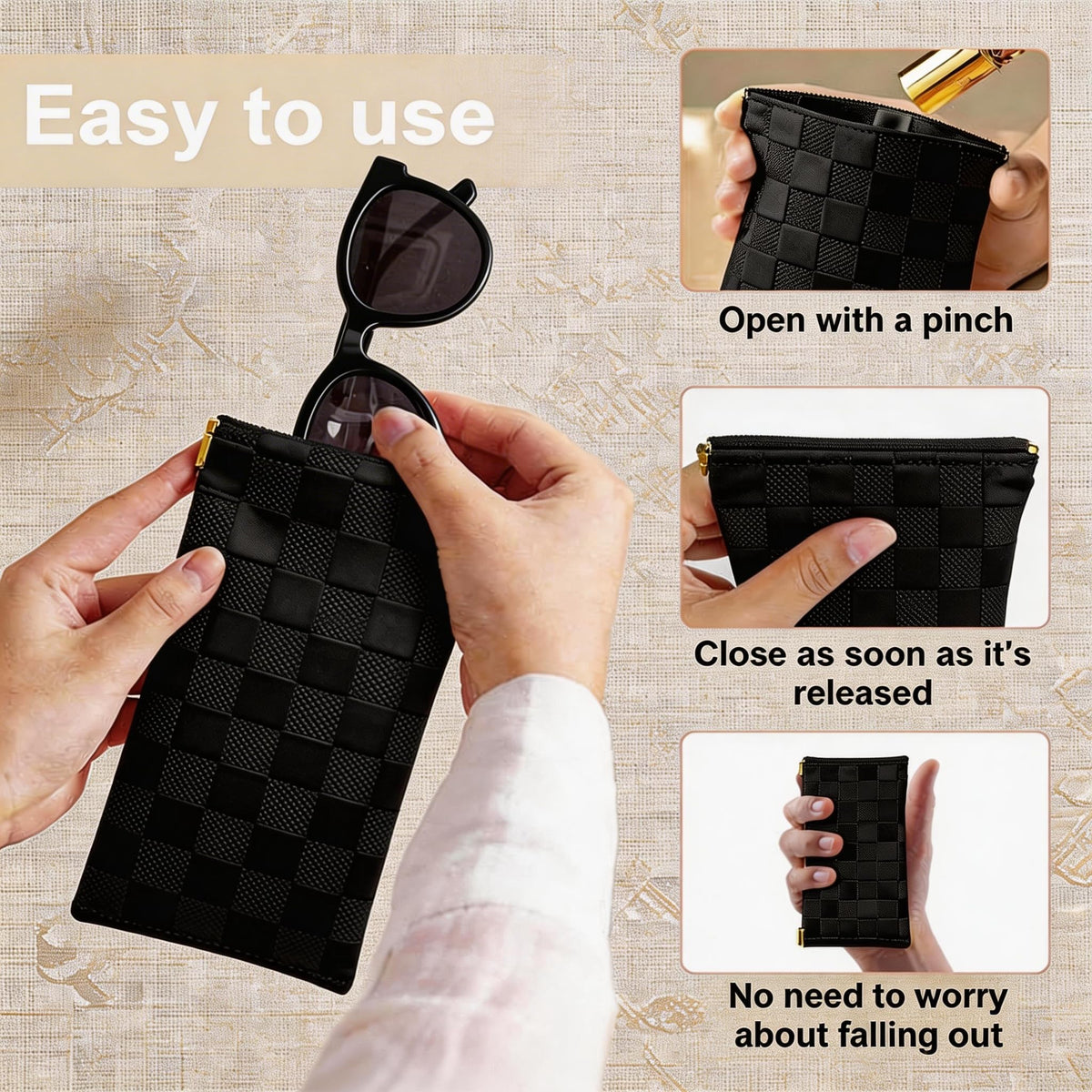 HJUHBDJ 6 Pc Small Makeup Bag for Purse, Black & Brown Coin Purse Organizer