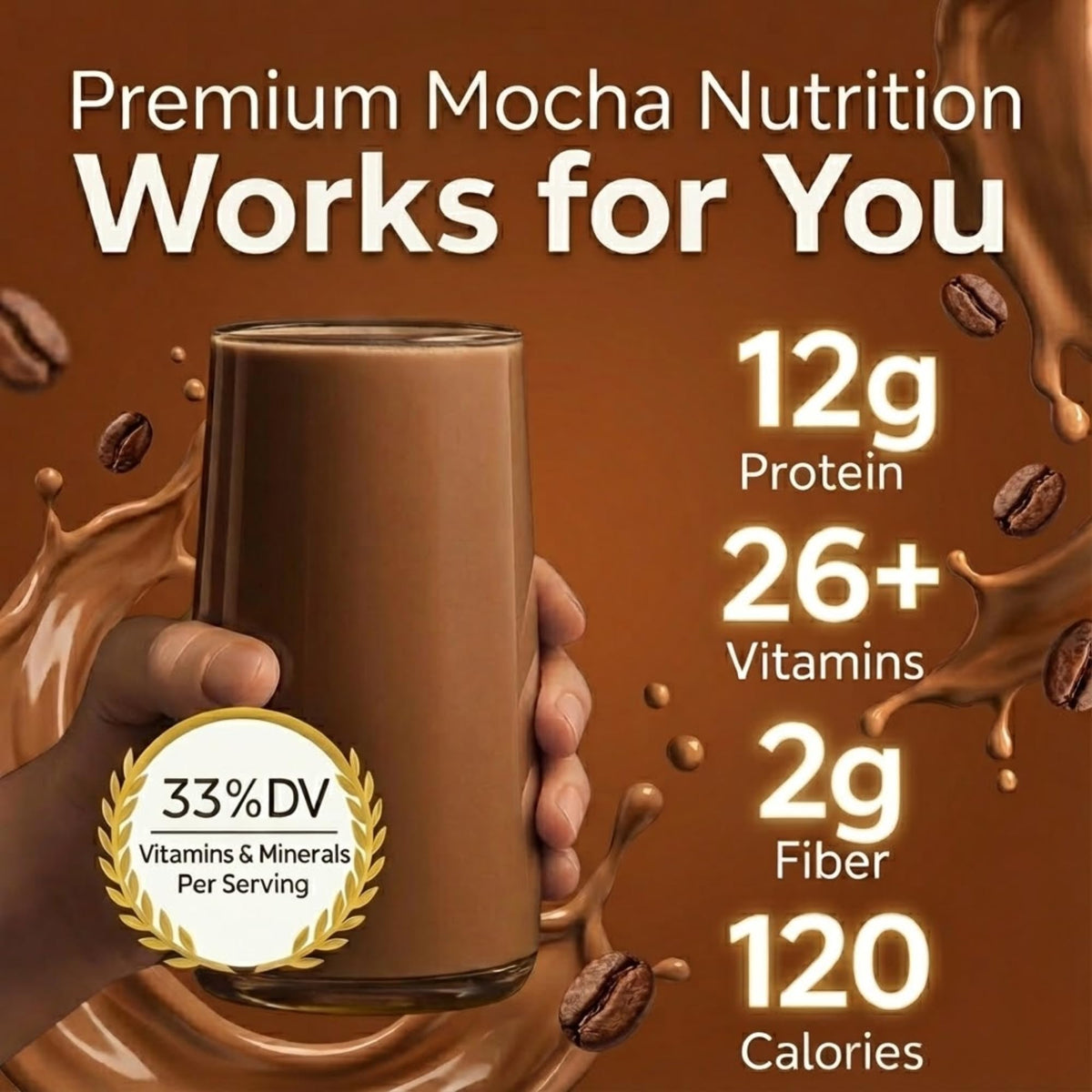 HMR 120 Shake Meal Replacement Powder – Mocha Shake for Healthy Weight Management (12g Protein, 12 Servings)