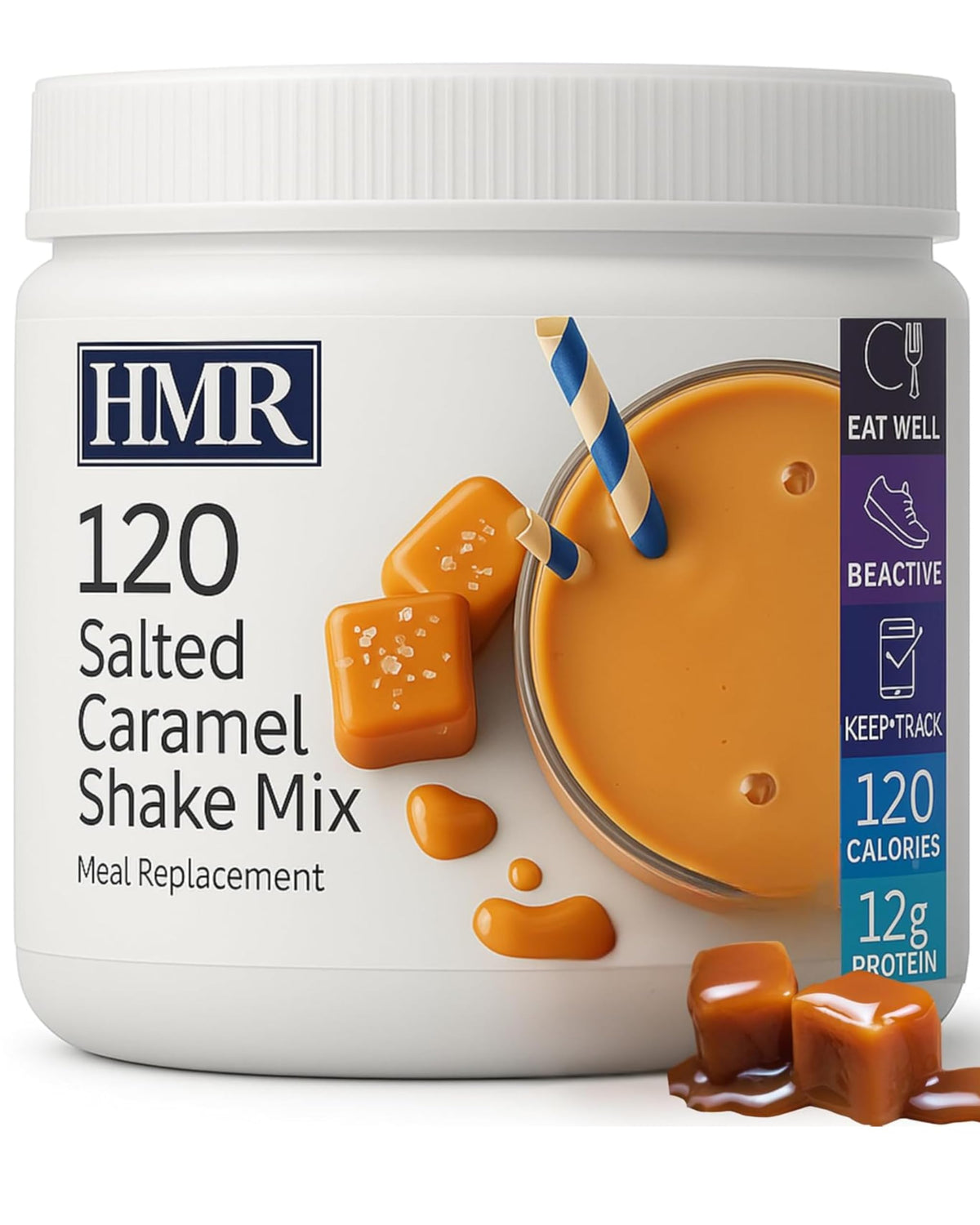 HMR 120 Shake Meal Replacement Powder – Salted Caramel, 12g Protein, 120 Calories, 12 Servings