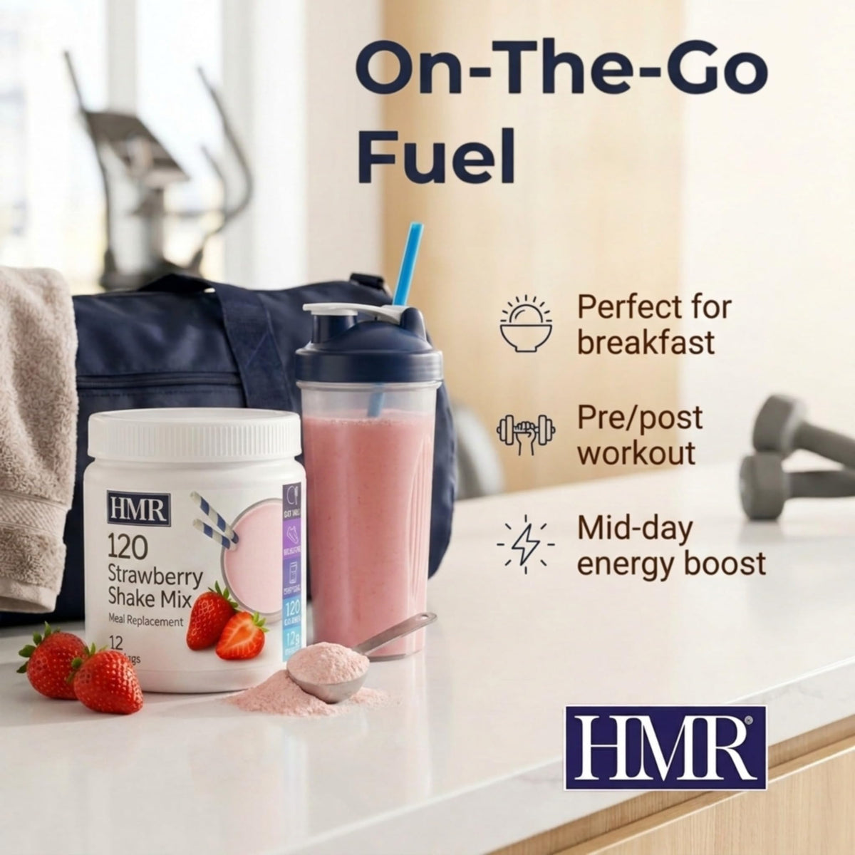 HMR 120 Shake Meal Replacement Powder | Strawberry Shake Mix to Support Healthy Weight Loss | 12g Protein | 120 Calories per Serving | 12 Servings