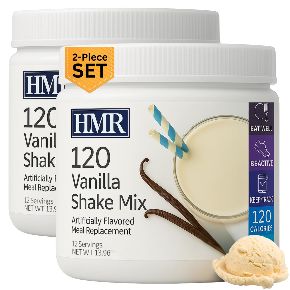 HMR 120 Shake Vanilla Meal Replacement Powder | 120 Cal, 12g Protein | 2 Pack