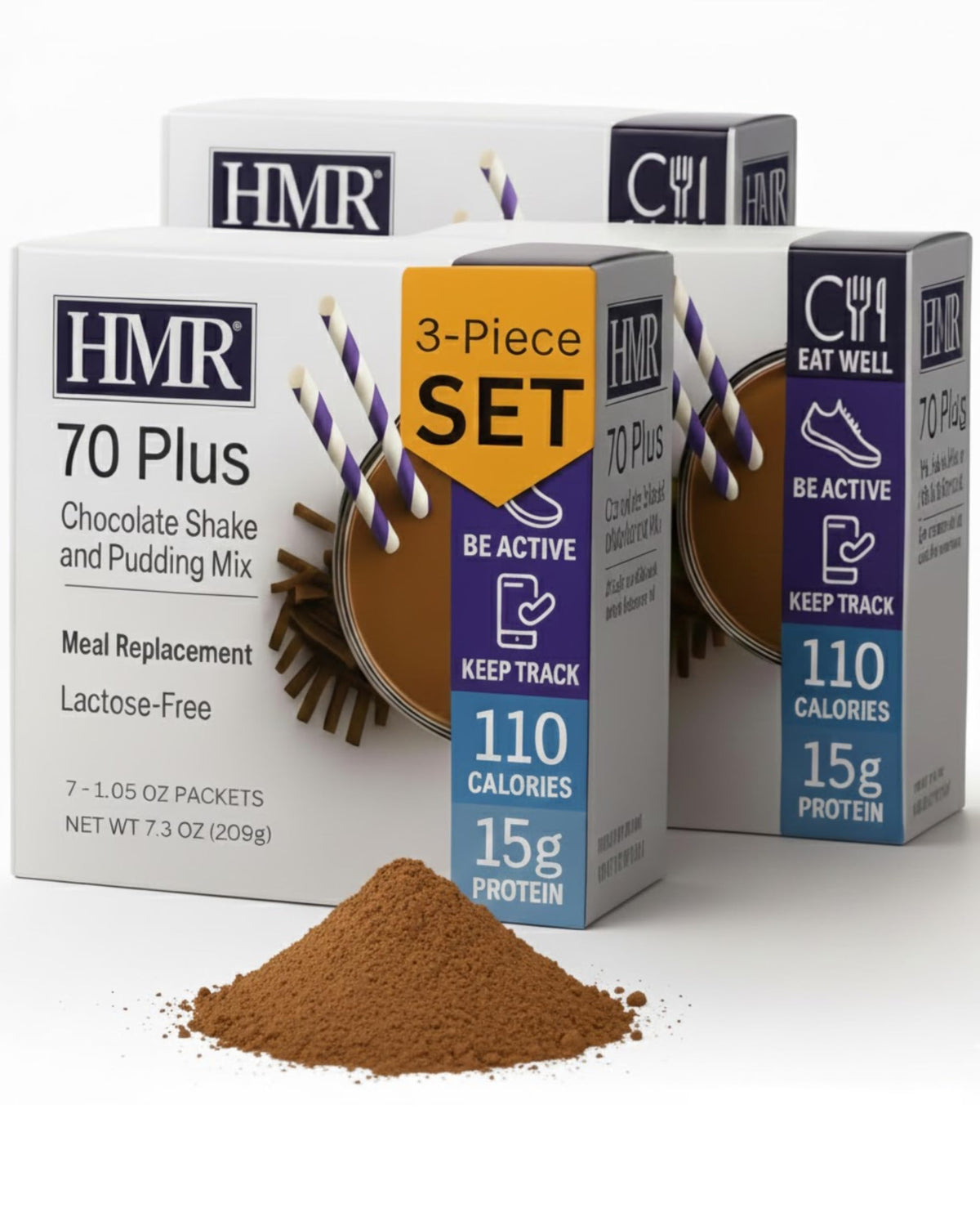 HMR 70 Plus Chocolate Shake & Pudding Mix – Lactose-Free, 15g Protein, Low Calorie
