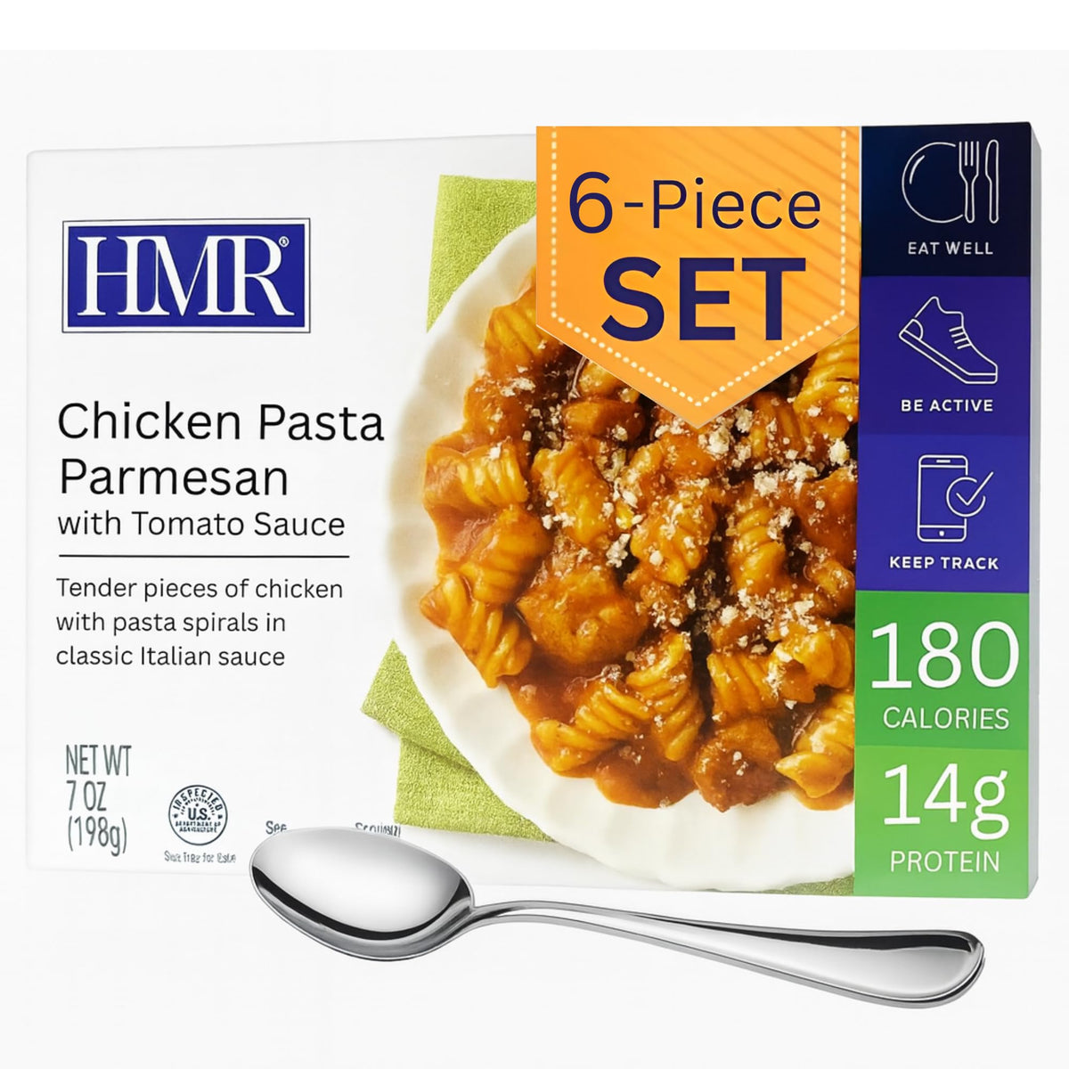 6-Pack HMR Chicken Pasta Parmesan Entrée – 180 Cal, 14g Protein, Ready-to-Eat