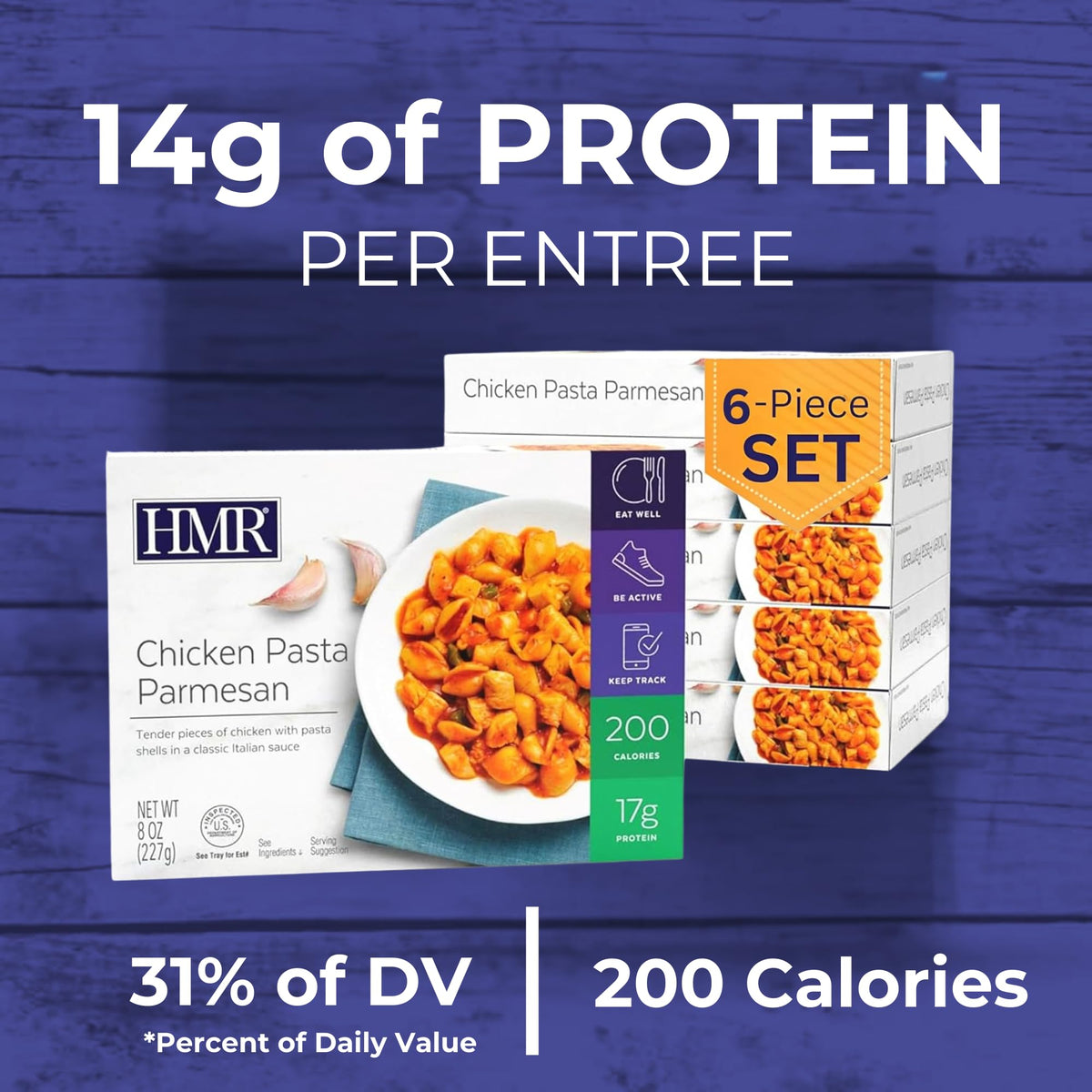 6-Pack HMR Chicken Pasta Parmesan Entrée – 180 Cal, 14g Protein, Ready-to-Eat