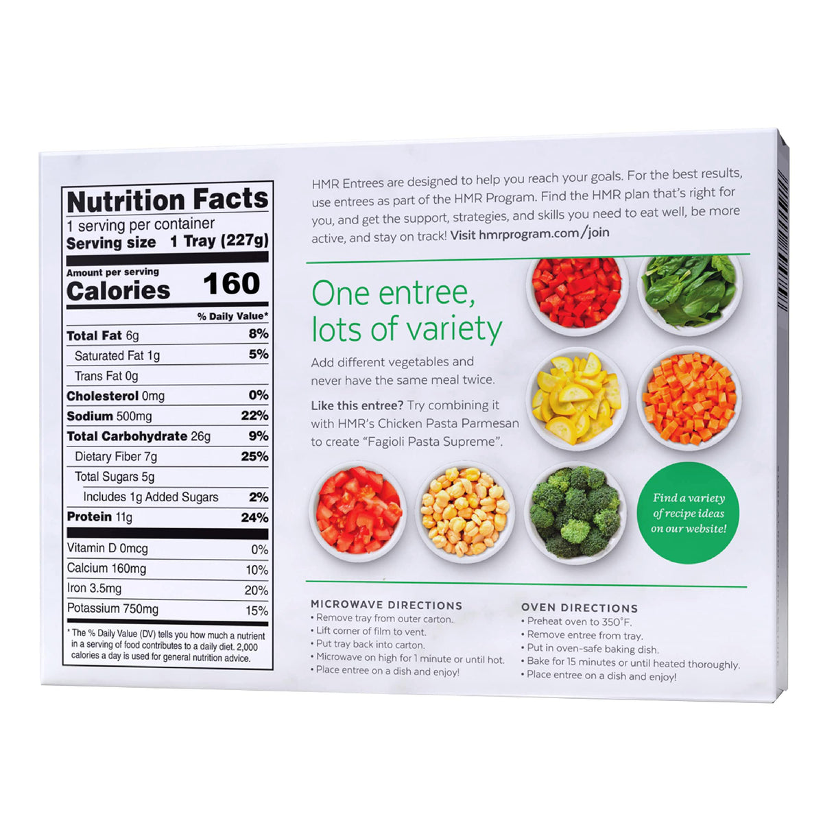 HMR Pasta Fagioli Entrée – Ready-to-Eat, 14g Protein, 200 Cal, 8oz Serving | Pack of 6
