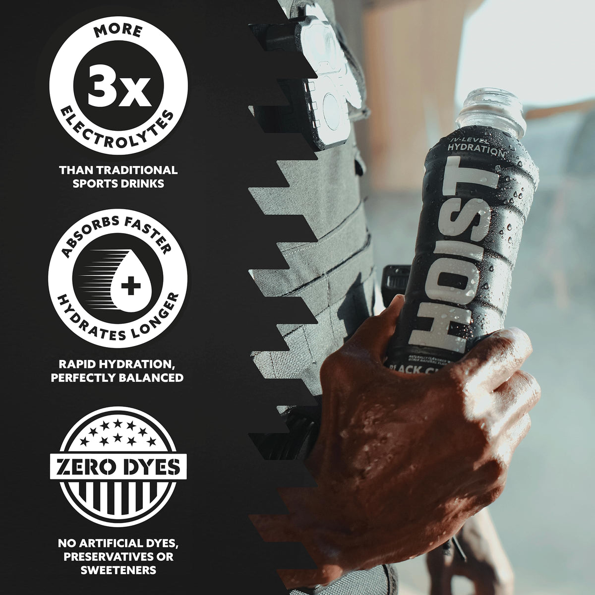 HOIST Premium IV-Level Hydration Electrolyte Drink – Black Cherry, 16 fl oz (Pack of 12)