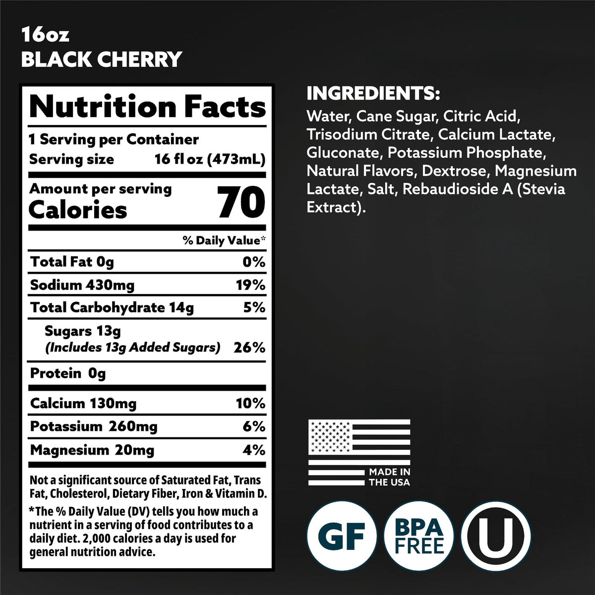 HOIST Premium IV-Level Hydration Electrolyte Drink – Black Cherry, 16 fl oz (Pack of 12)
