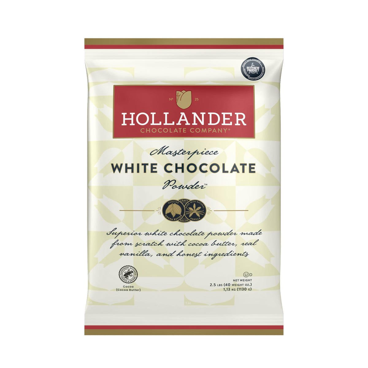 Hollander Masterpiece White Chocolate Powder – 2.5lb Bag | Real White Chocolate, Clean Label