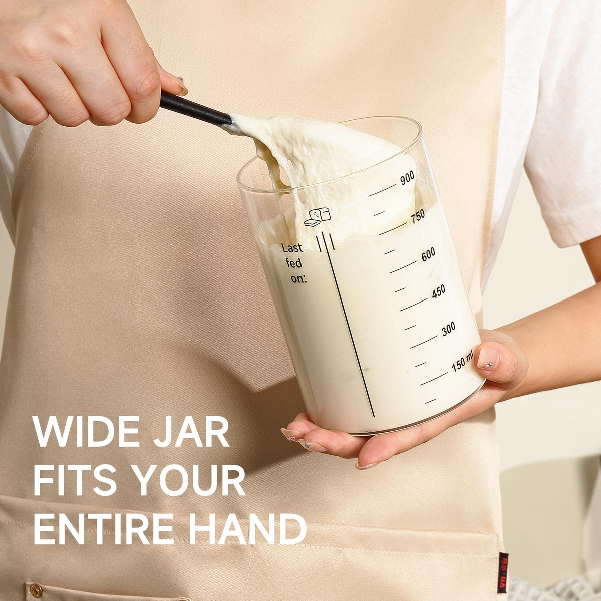 HomeFeel Premium Sourdough Starter Jar – 34 Oz Glass Kit with Bamboo Lid, Cloth Cover & Accessories (2 Pack)