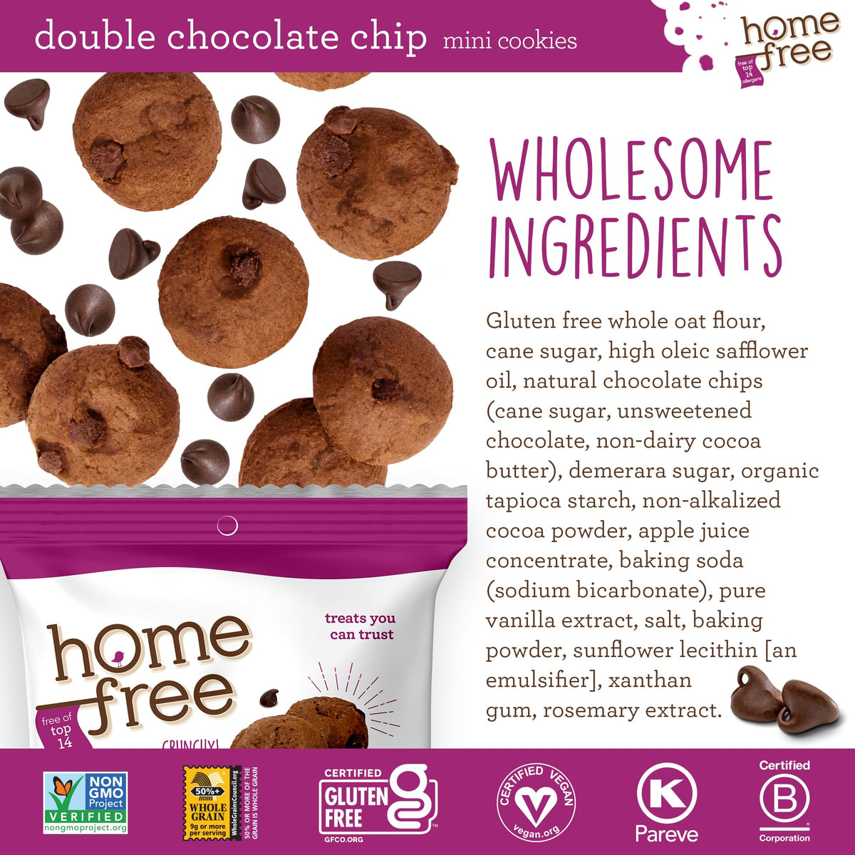 Homefree Gluten-Free Mini Double Chocolate Chip Cookies — 10-Pack