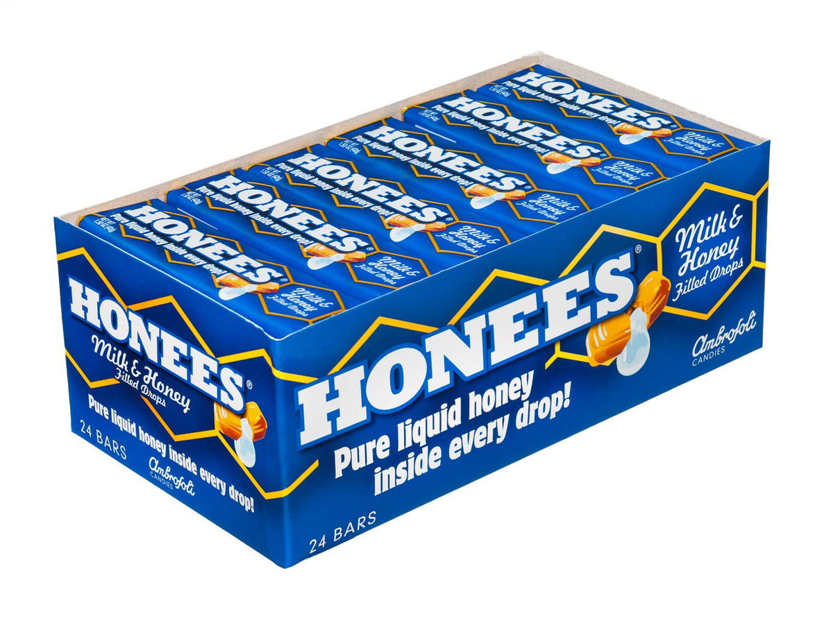 Honees Milk & Honey Cough Drops – Natural Throat Lozenges, 216 Drops (24 Bars)