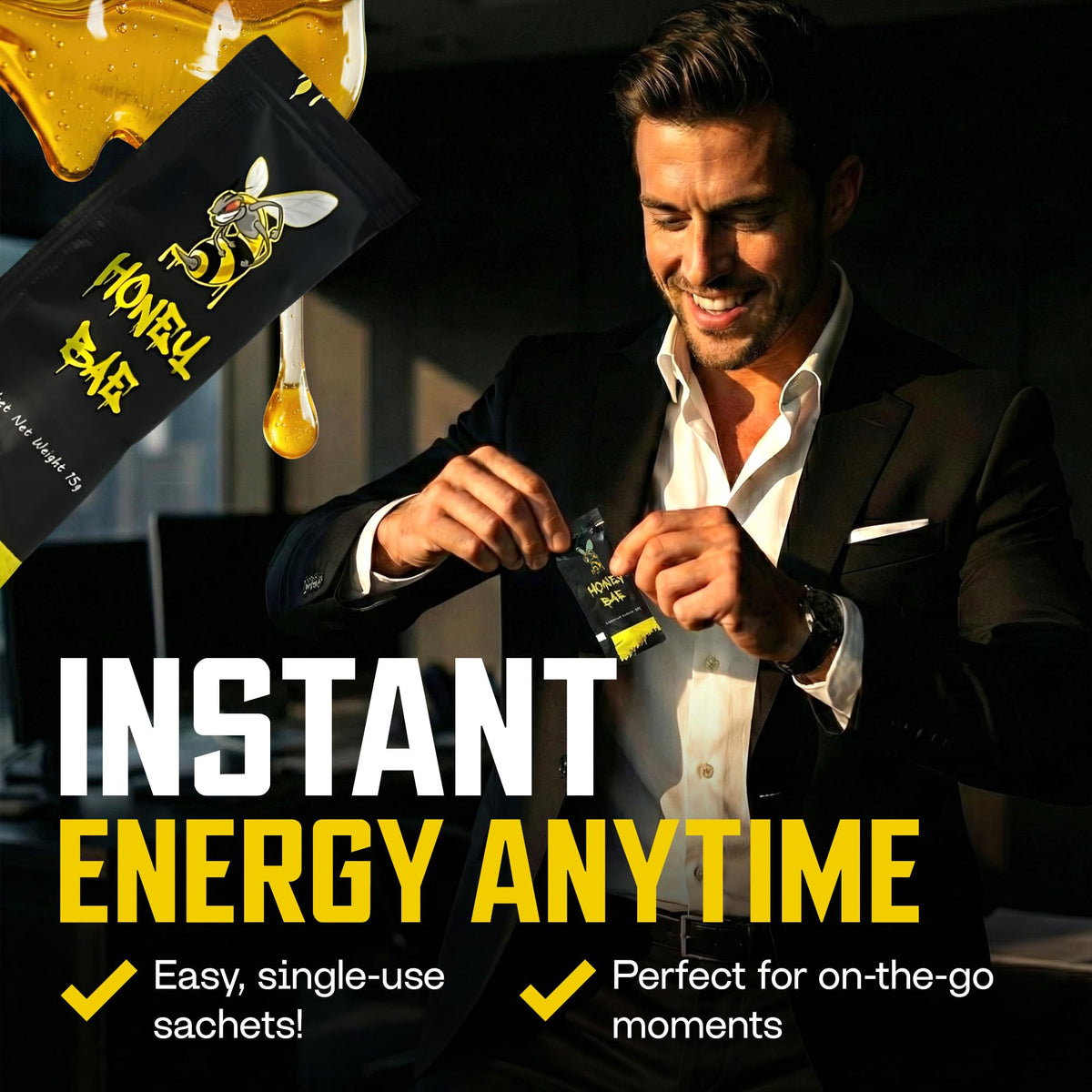 Honey Bae Natural Honey Sachets – Herbal Vitality & Energy for Men