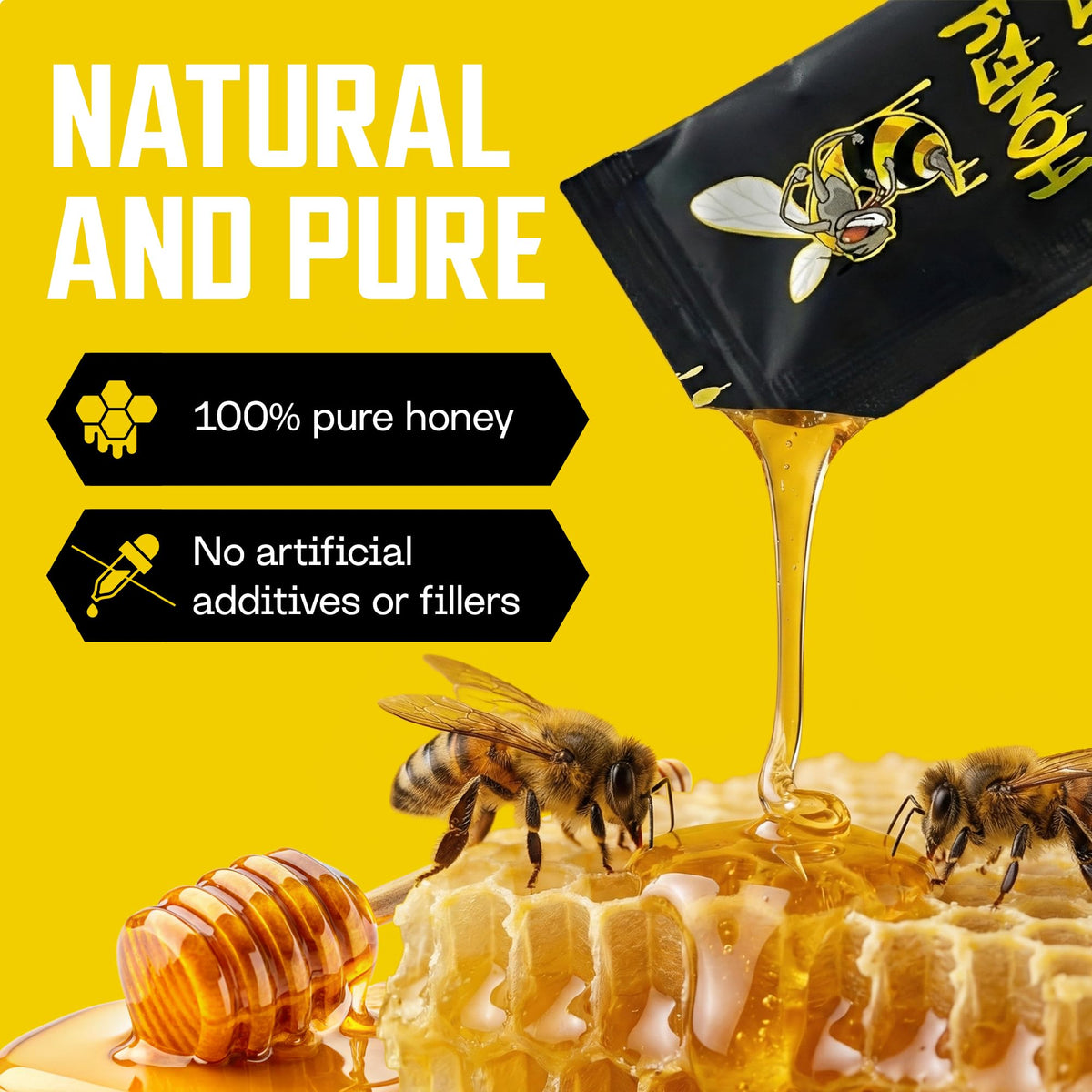 Honey Bae Natural Honey Sachets – Herbal Vitality & Energy for Men