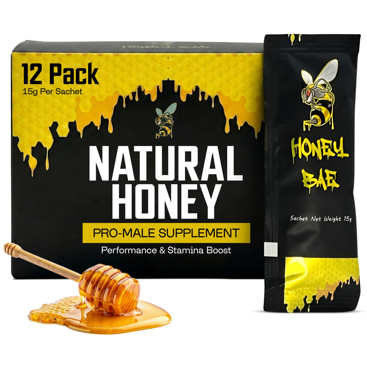 Honey Bae Natural Honey Sachets – Herbal Vitality & Energy for Men